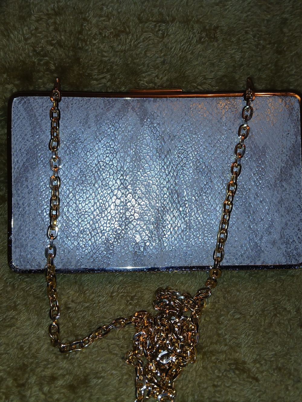 Starlet Hollywood Gold Snakeskin-Texture Evening Clutch with Gold Chain